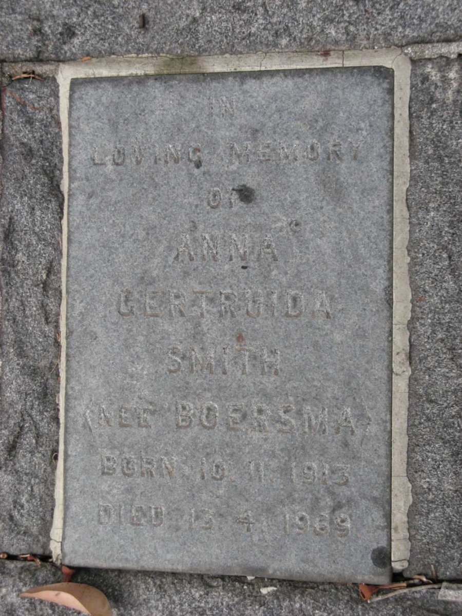 SMITH Anna Gertruida nee BOERSMA 1913-1969