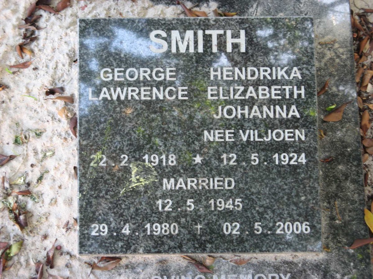 SMITH George Lawrence 1918-1980 &amp; Hendrika Elizabeth Johanna VILJOEN 1924-2006
