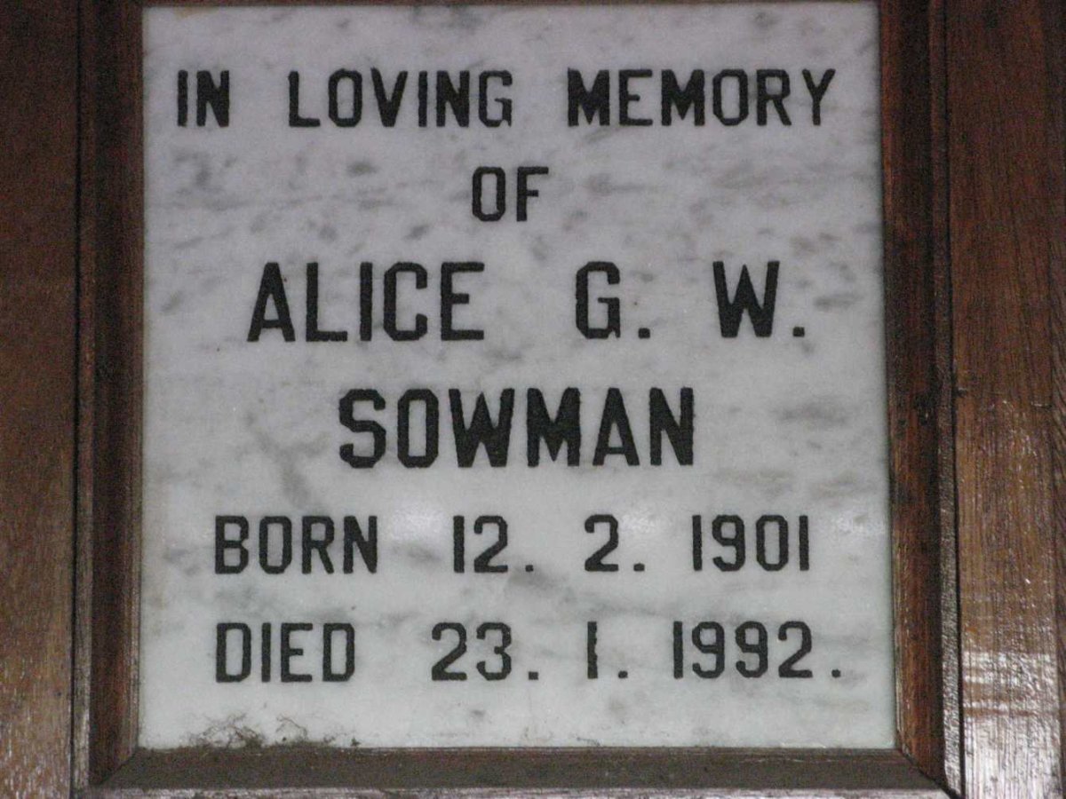 SOWMAN Alice G.W. 1901-1992