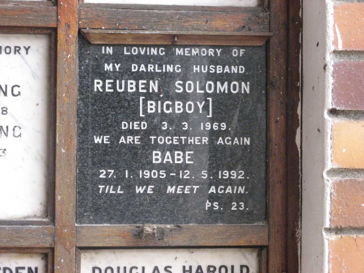 SOLOMON Reuben -1969 &amp; Babe 1905-1992
