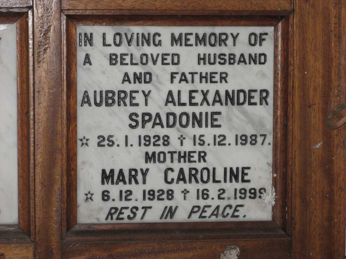 SPADONIE Aubrey Alexander 1928-1987 &amp; Mary Caroline 1928-1999