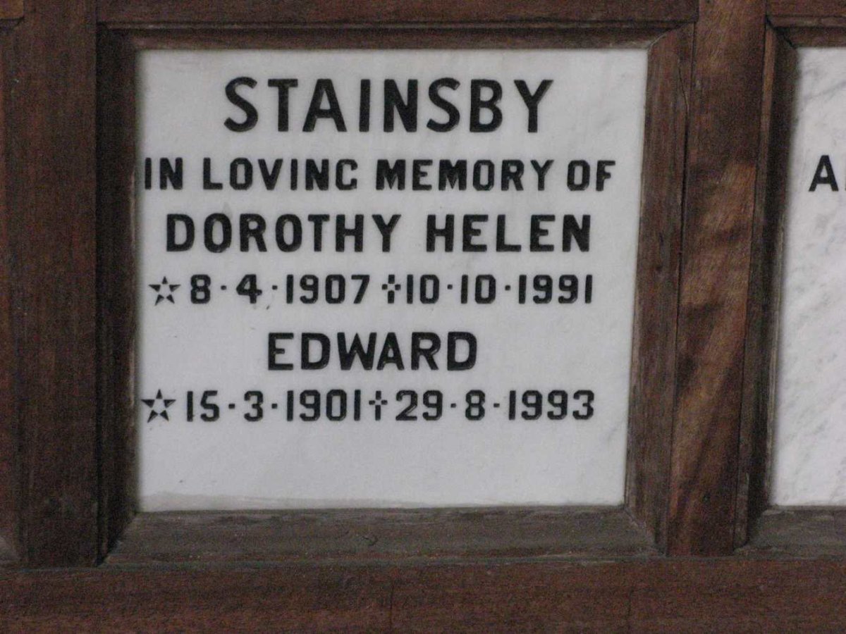 STAINSBY Edward 1901-1993 &amp; Dorothy Helen 1907-1991