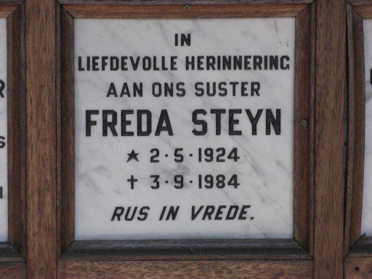 STEYN Freda 1924-1984