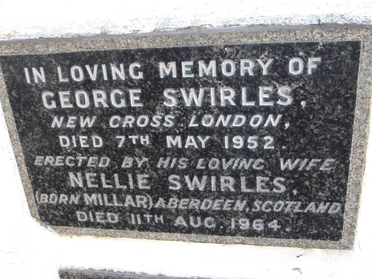 SWIRLES George -1952 &amp; Nellie MILLAR -1964