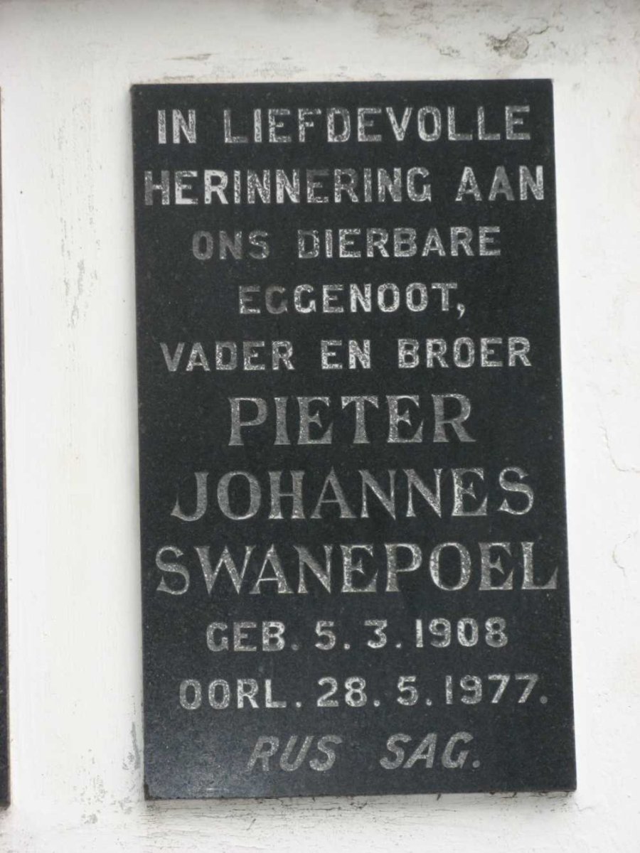 SWANEPOEL Pieter Johannes 1908-1977