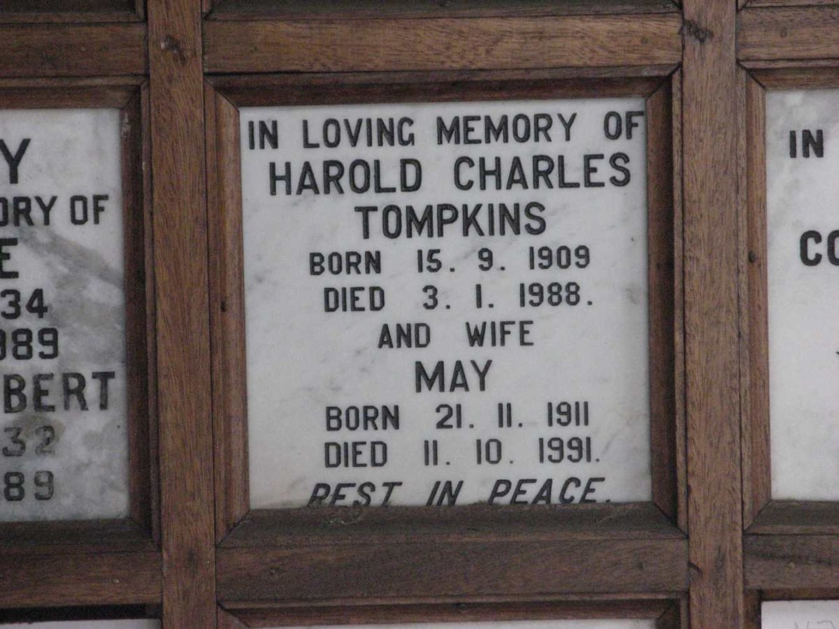 TOMPKINS Harold Charles 1909-1988 &amp; May 1911-1991