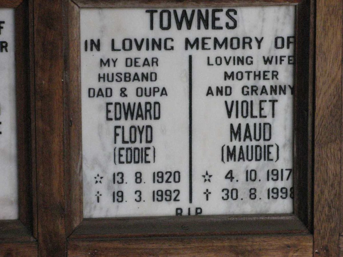 TOWNES Edward Floyd 1920-1992 &amp; Violet Maud 1917-1998