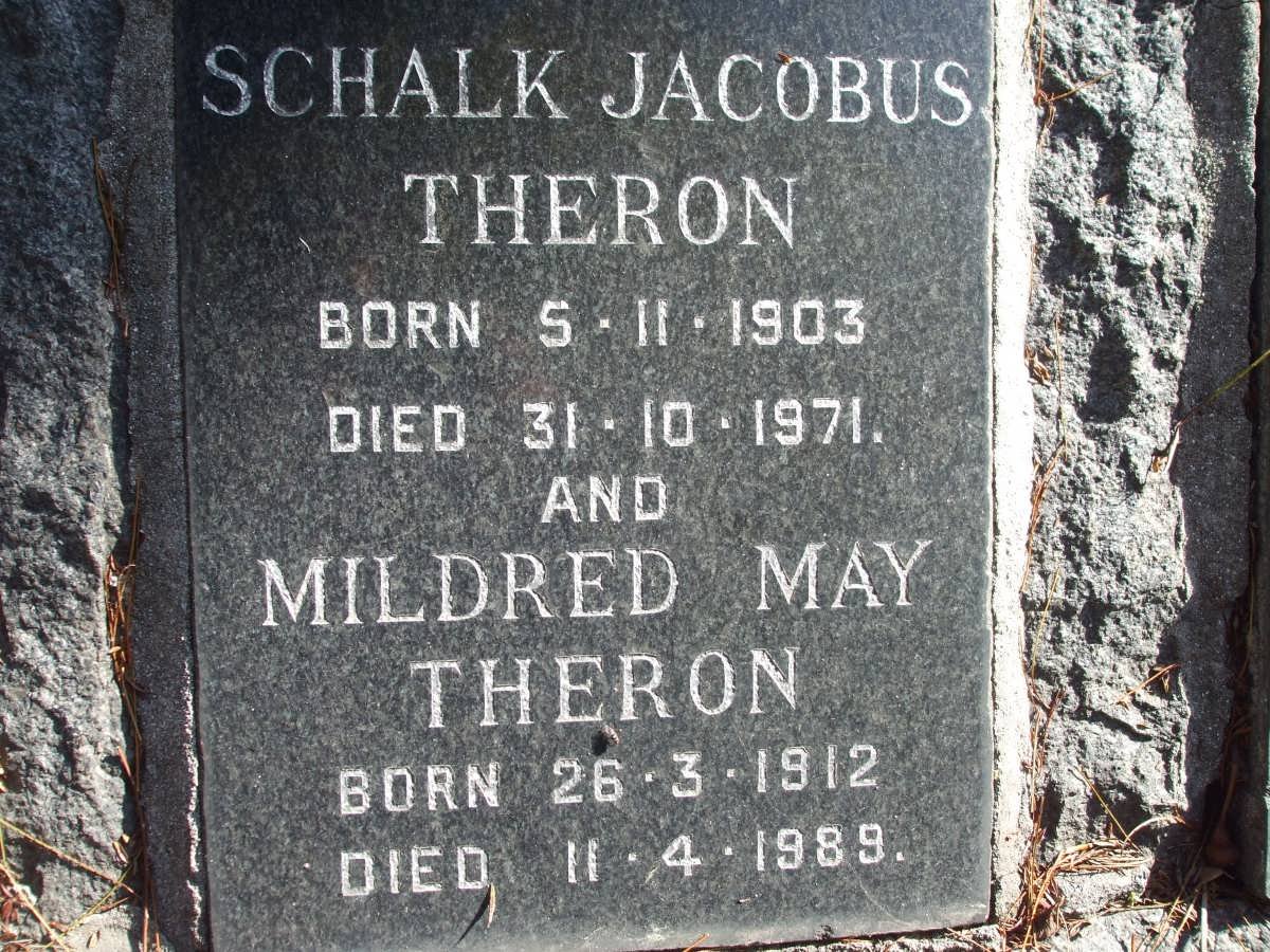 THERON Schalk Jacobus 1903-1971 &amp; Mildred May 1912-1989