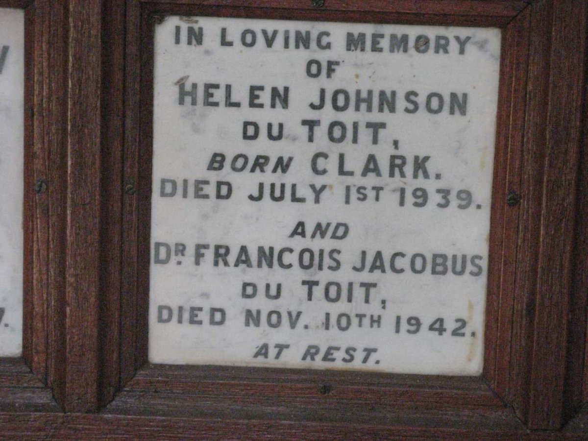 TOIT Francois Jacobus, du -1942 &amp; Helen Johnson CLARK -1939