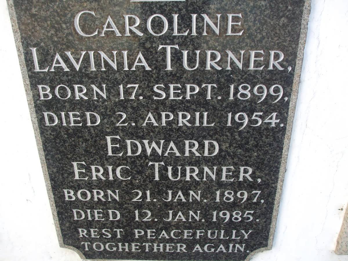 TURNER Edward Eric 1897-1985 &amp; Caroline Lavinia 1899-1954