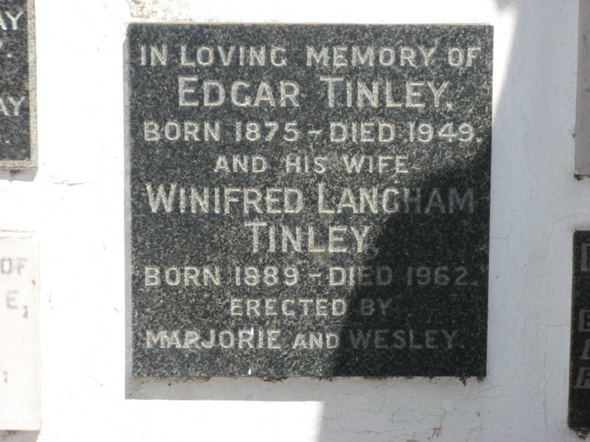 TINLEY Edgar 1875-1949 &amp; Winifred Langham 1889-1962