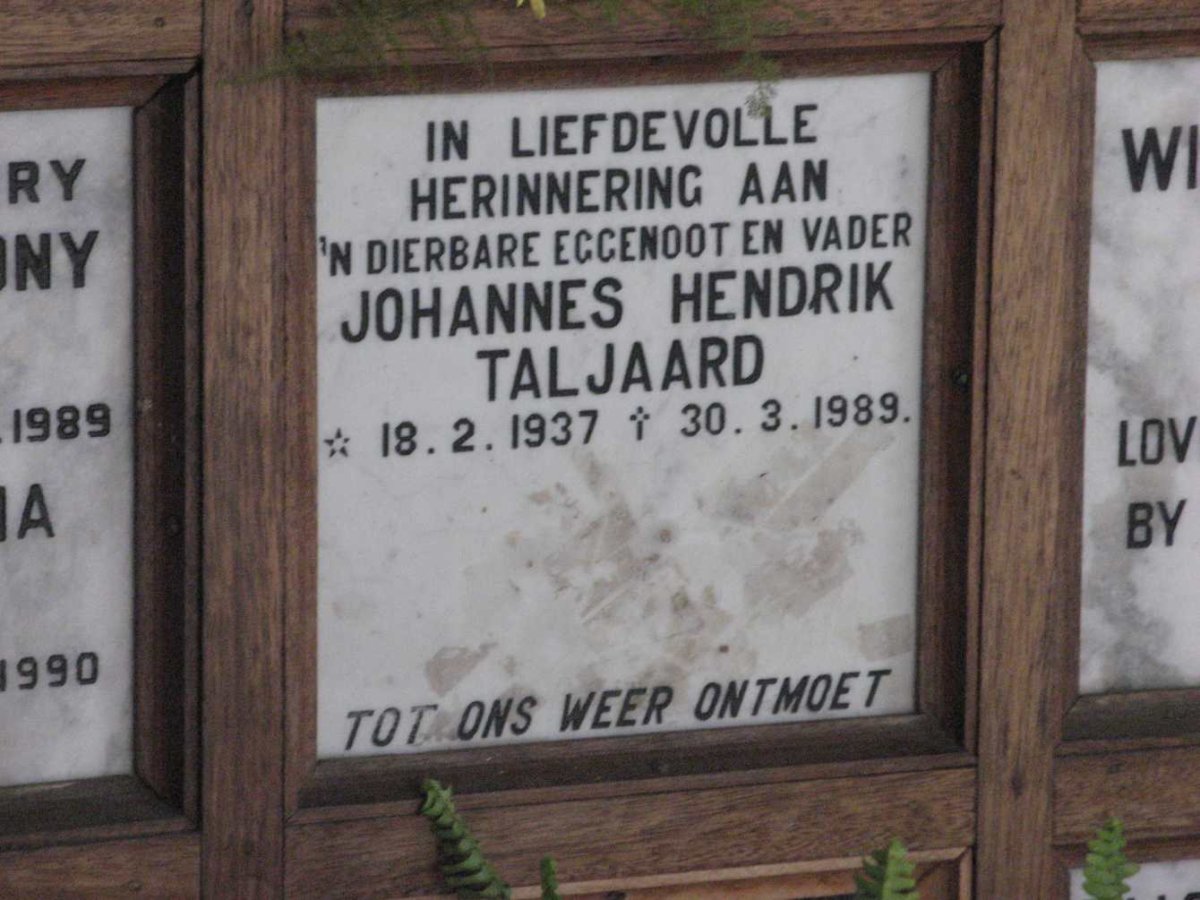 TALJAARD Johannes Hendrik 1937-1989