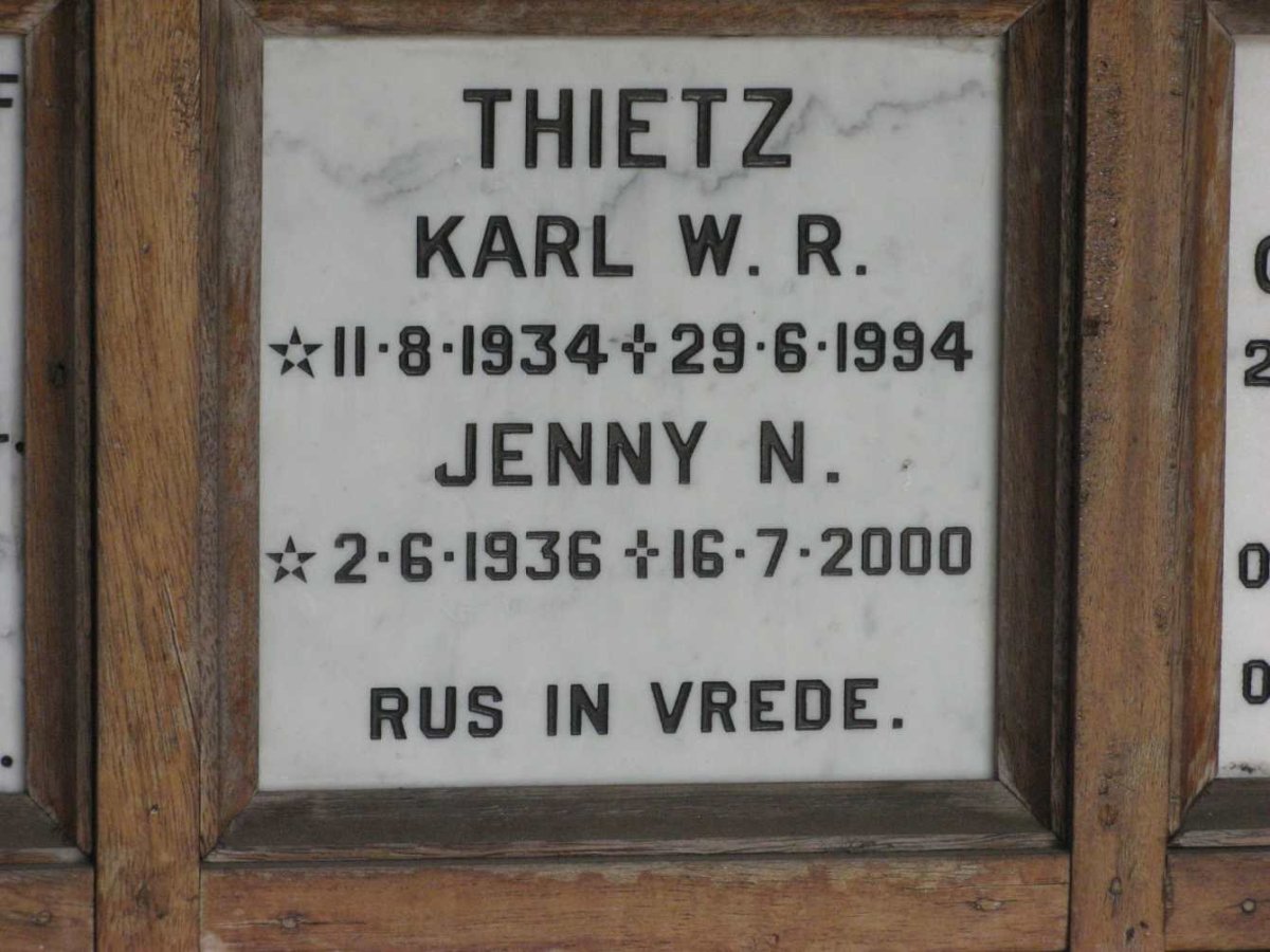 THIETZ Karl W.R. 1934-1994 &amp; Jenny N. 1936-2000