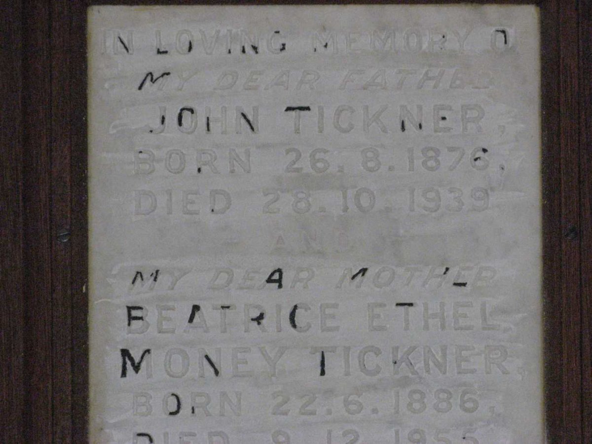 TICKNER John 1876-1939 &amp; Beatrice Ethel Money 1886-1955