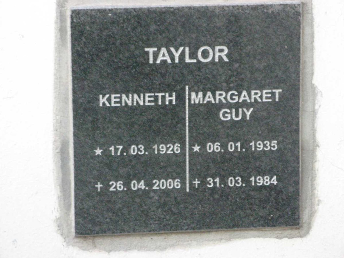 TAYLOR Kenneth 1926-2006 &amp; Margaret Guy 1935-1984