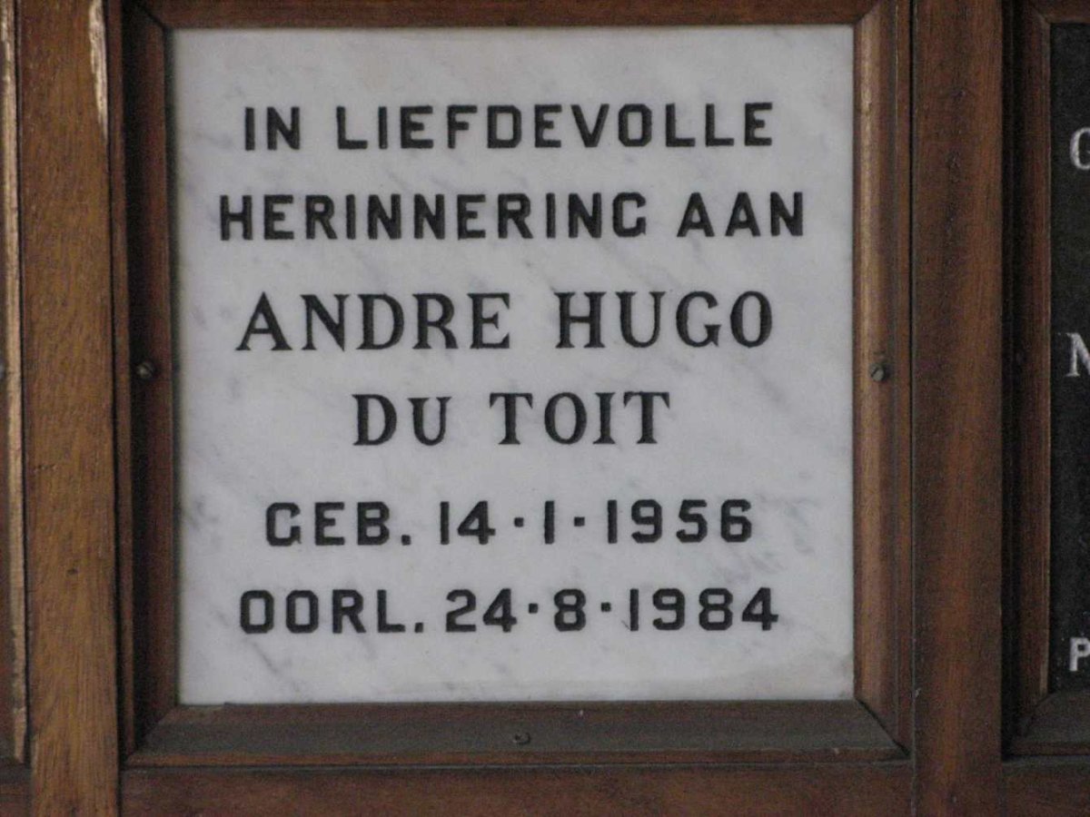 TOIT Andre Hugo, du 1956-1984