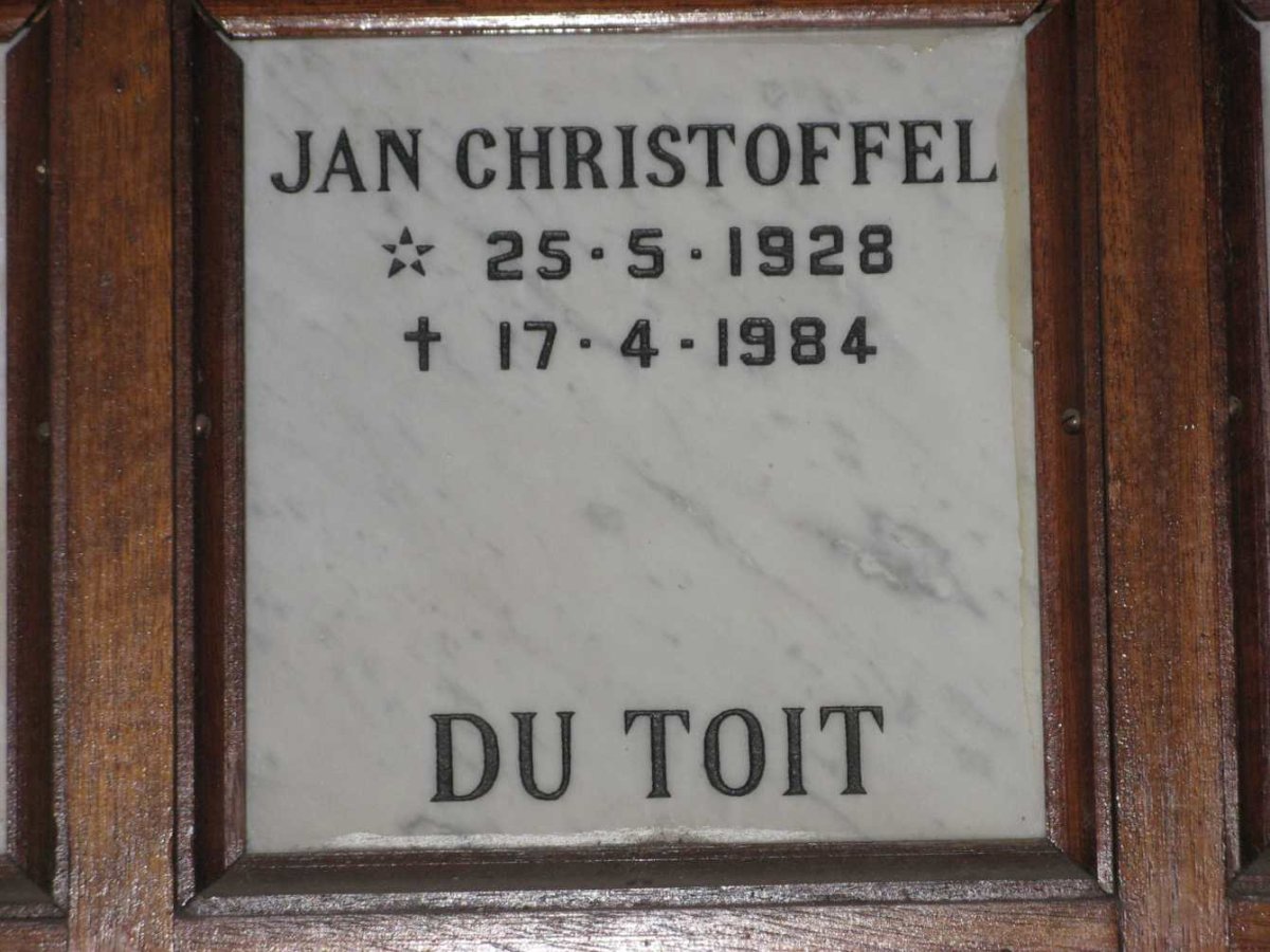 TOIT Jan Christoffel, du 1928-1984
