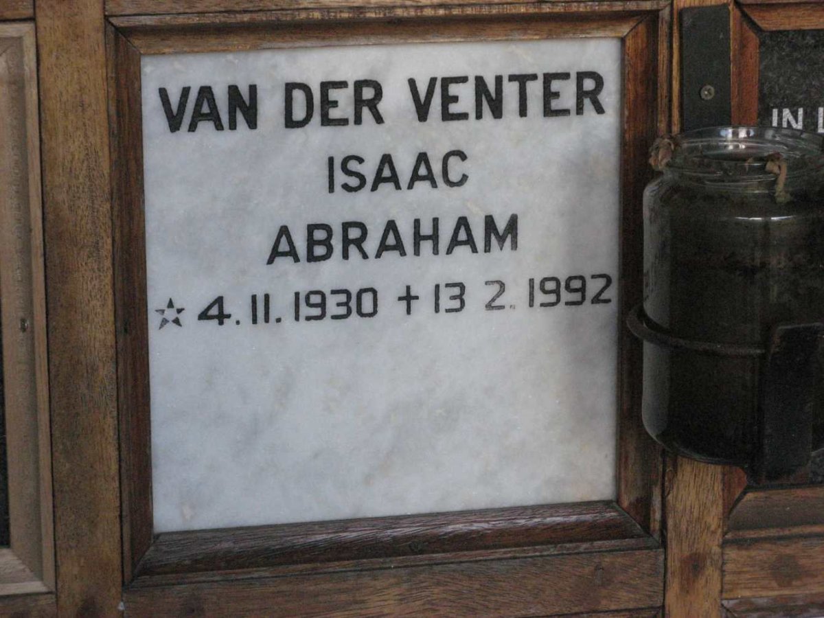 VENTER Isaac Abraham, van der 1930-1992