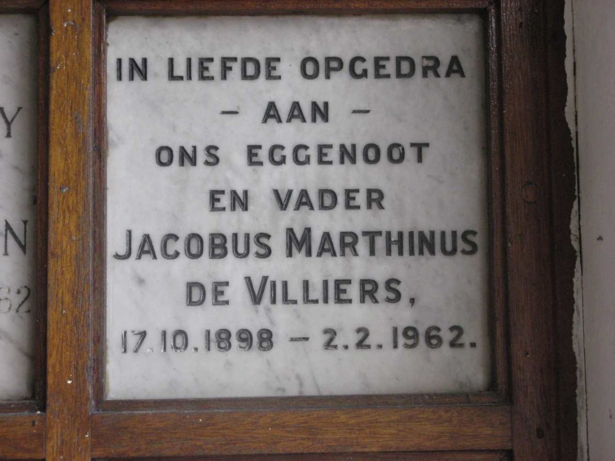 VILLIERS Jacobus Marthinus, de 1898-1962