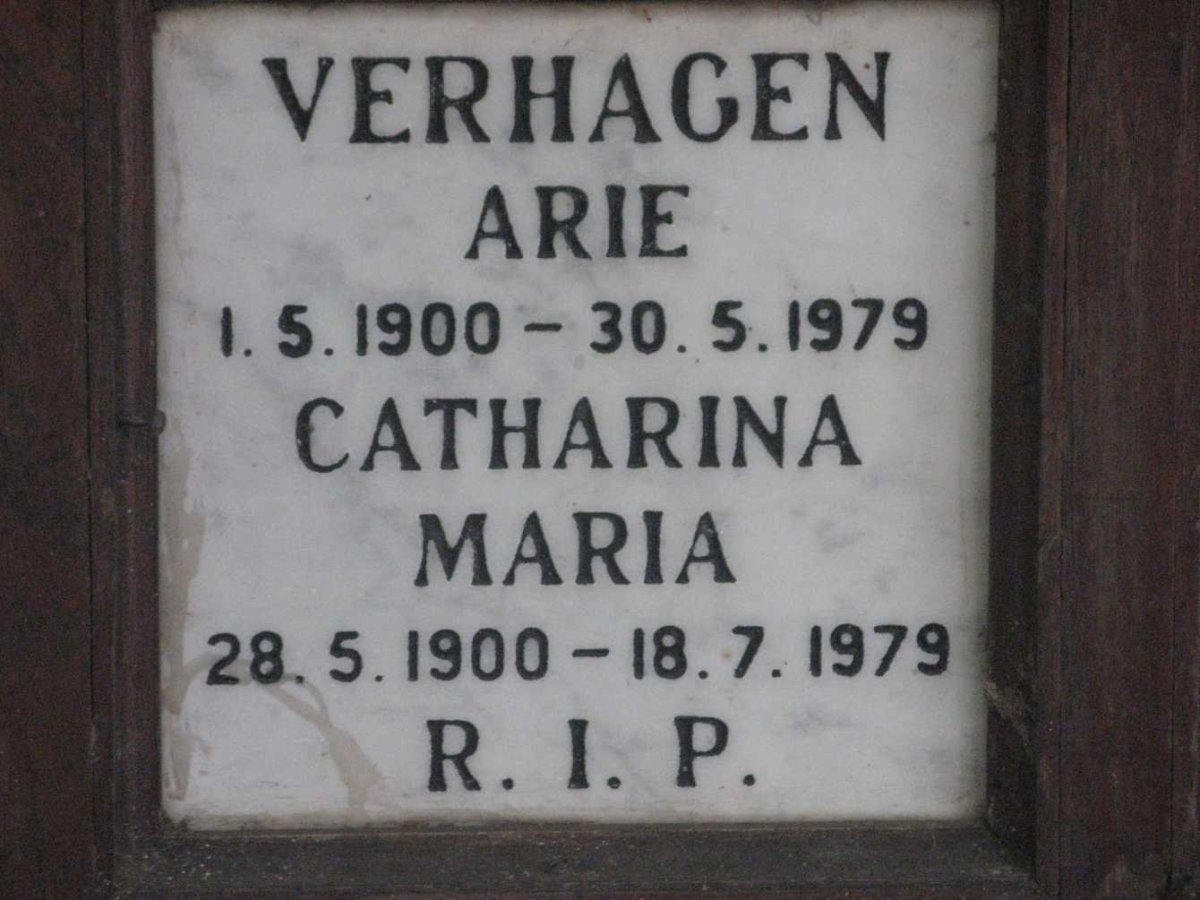 VERHAGEN Arie 1900-1979 &amp; Catharina Maria 1900-1979