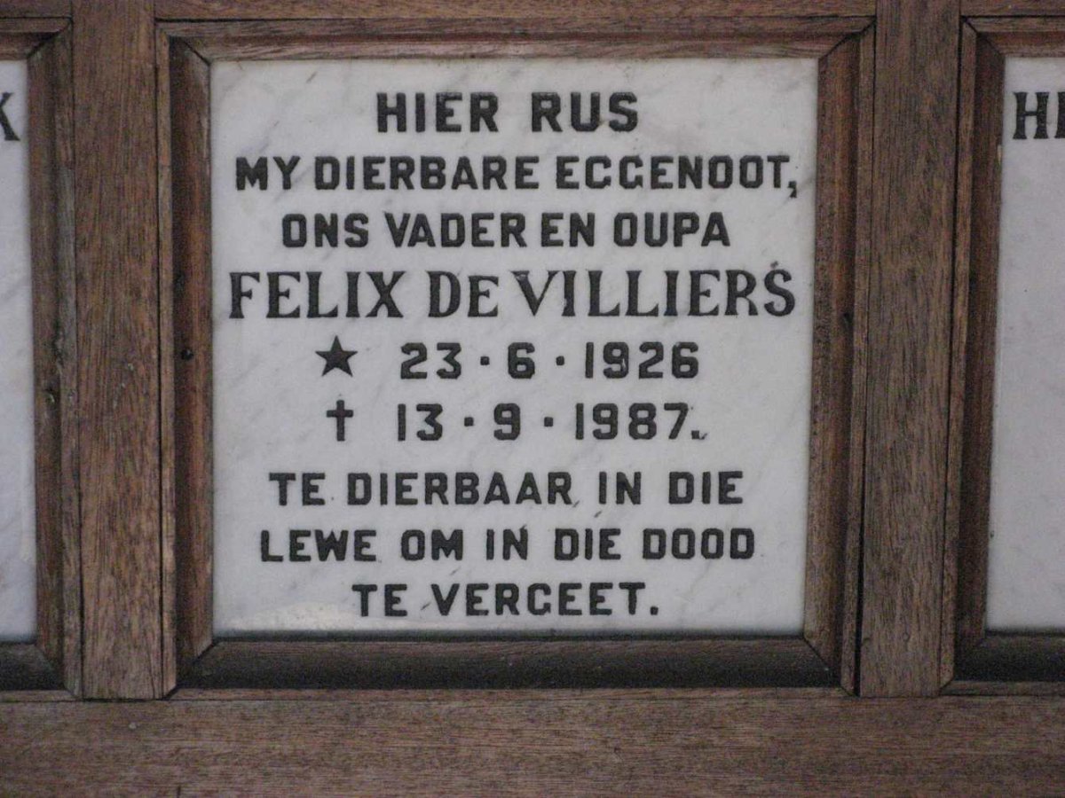 VILLIERS Felix, de 1926-1987