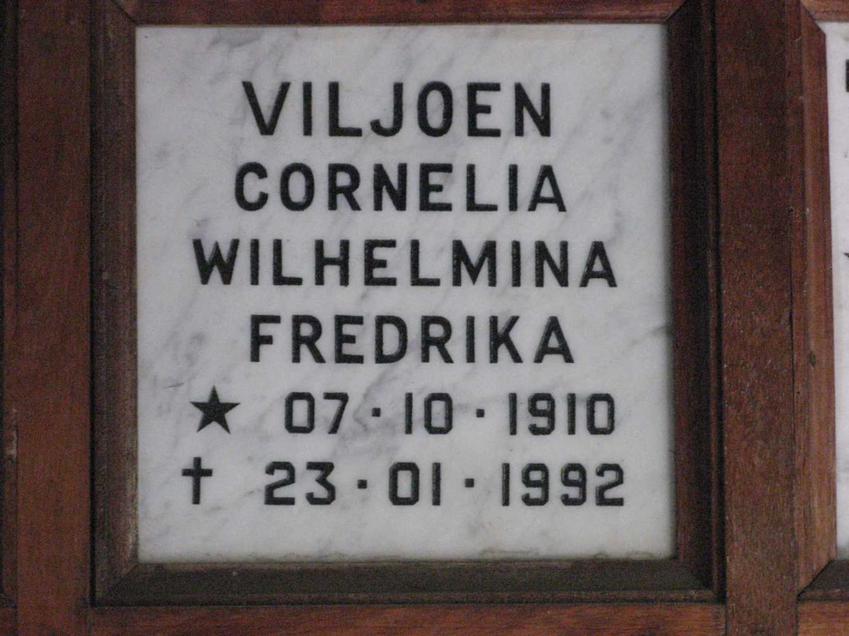 VILJOEN Cornelia Wilhelmina Fredrika 1910-1992