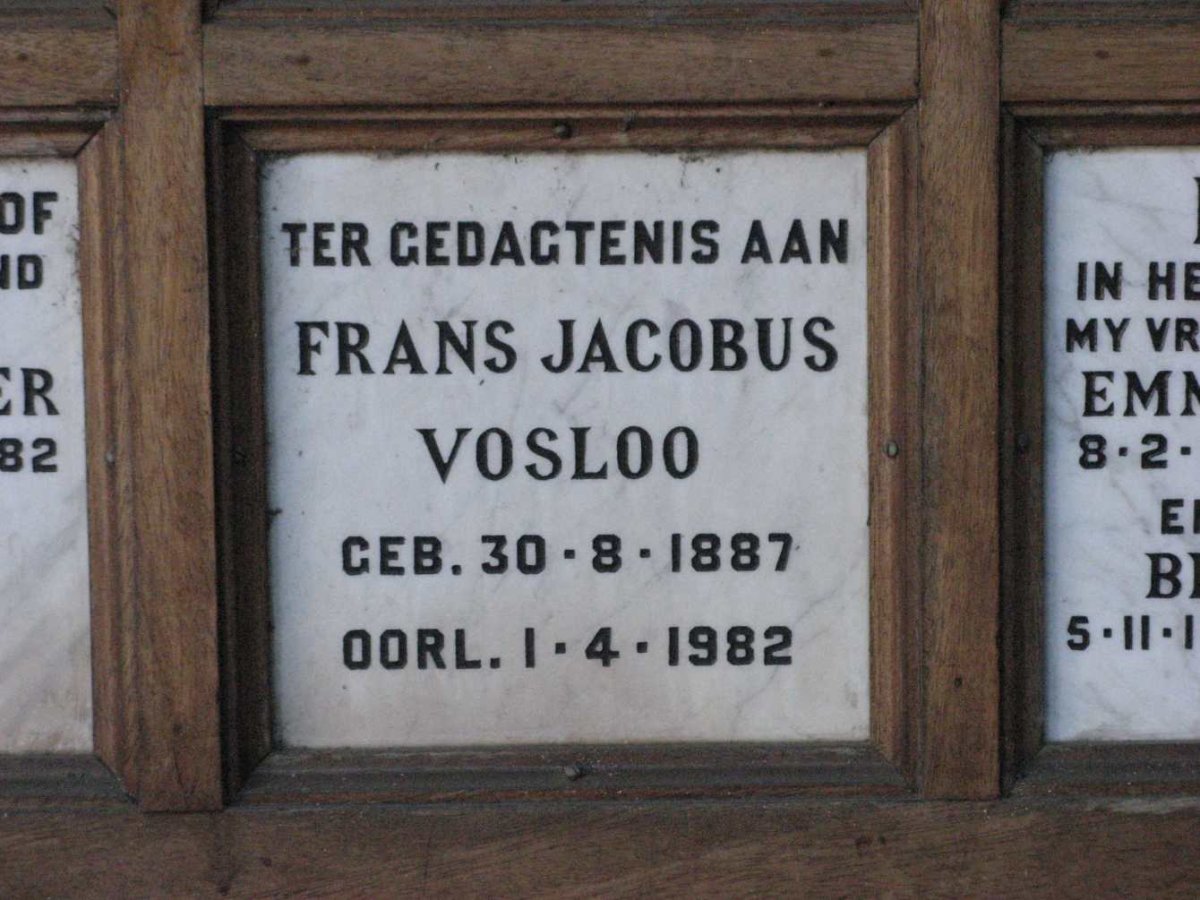 VOSLOO Frans Jacobus 1887-1982