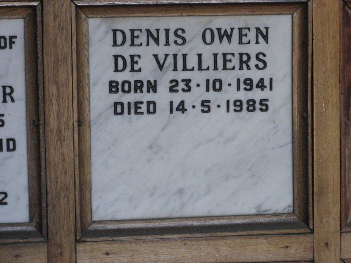VILLIERS Denis Owen, de 1941-1985