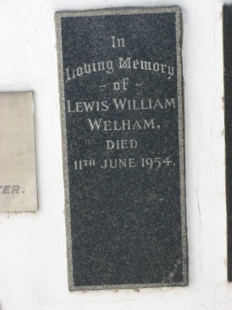 WELHAM Lewis William -1954