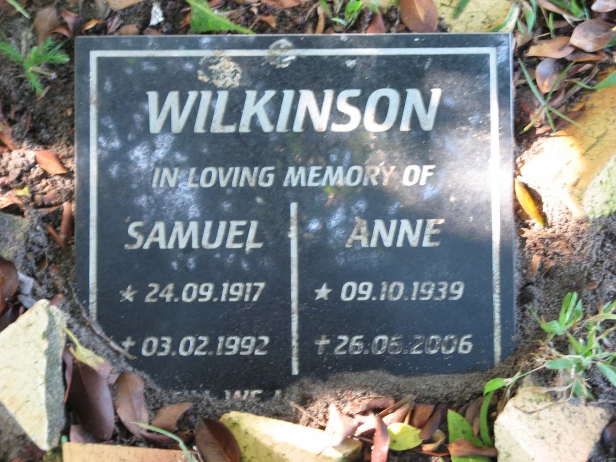 WILKINSON Samuel 1917-1992 &amp; Anne 1939-2006