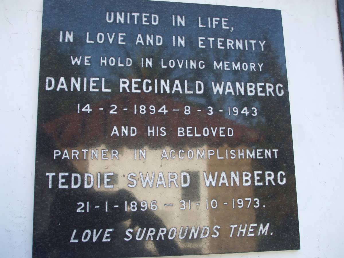 WANBERG Daniel Reginald 1894-1943 &amp; Teddie Sward 1896-1973 