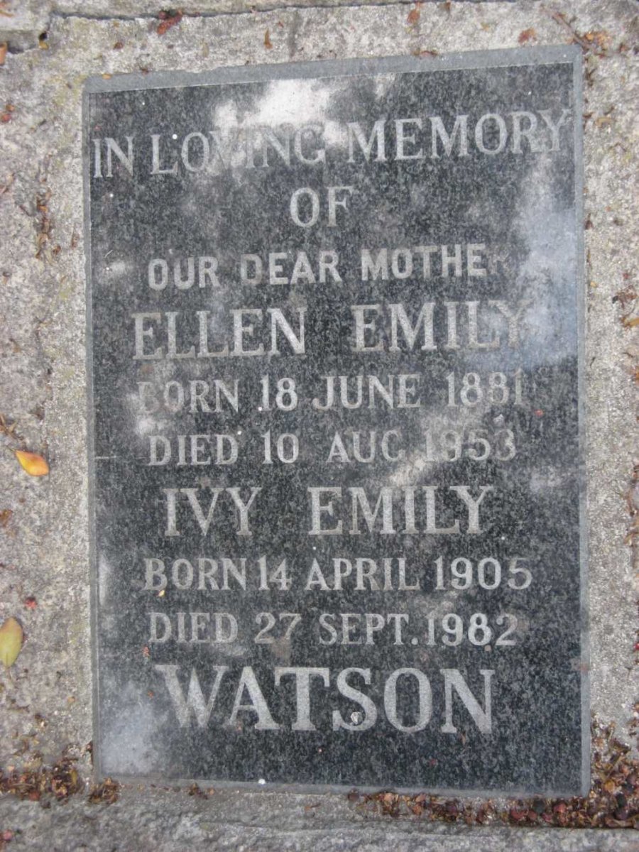 WATSON Ellen Emily 1881-1953 :: WATSON Ivy Emily 1905-1982