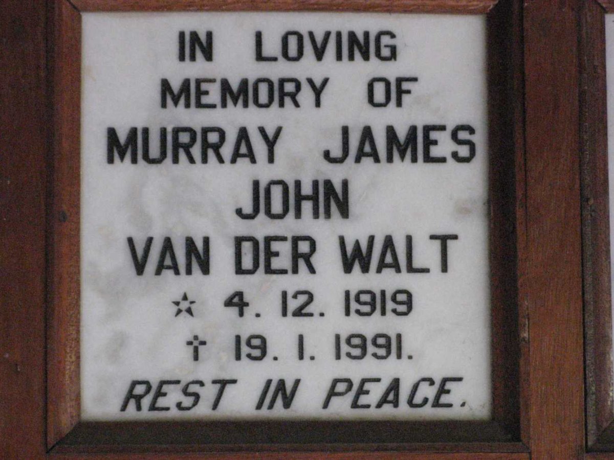 WALT Murray James John, van der 1919-1991