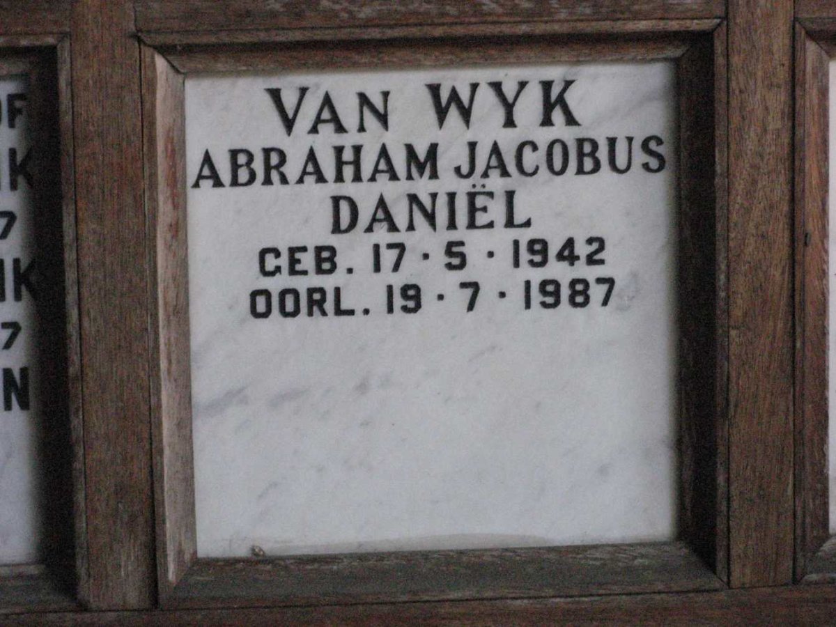 WYK Abraham Jacobus Daniel, van 1942-1987
