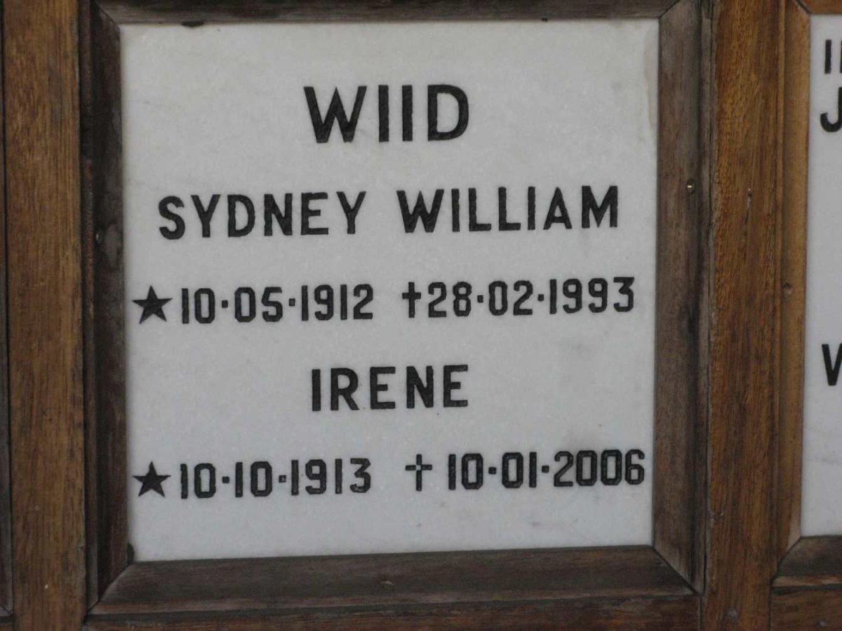 WIID Sydney William 1912-1993 &amp; Irene 1913-2006