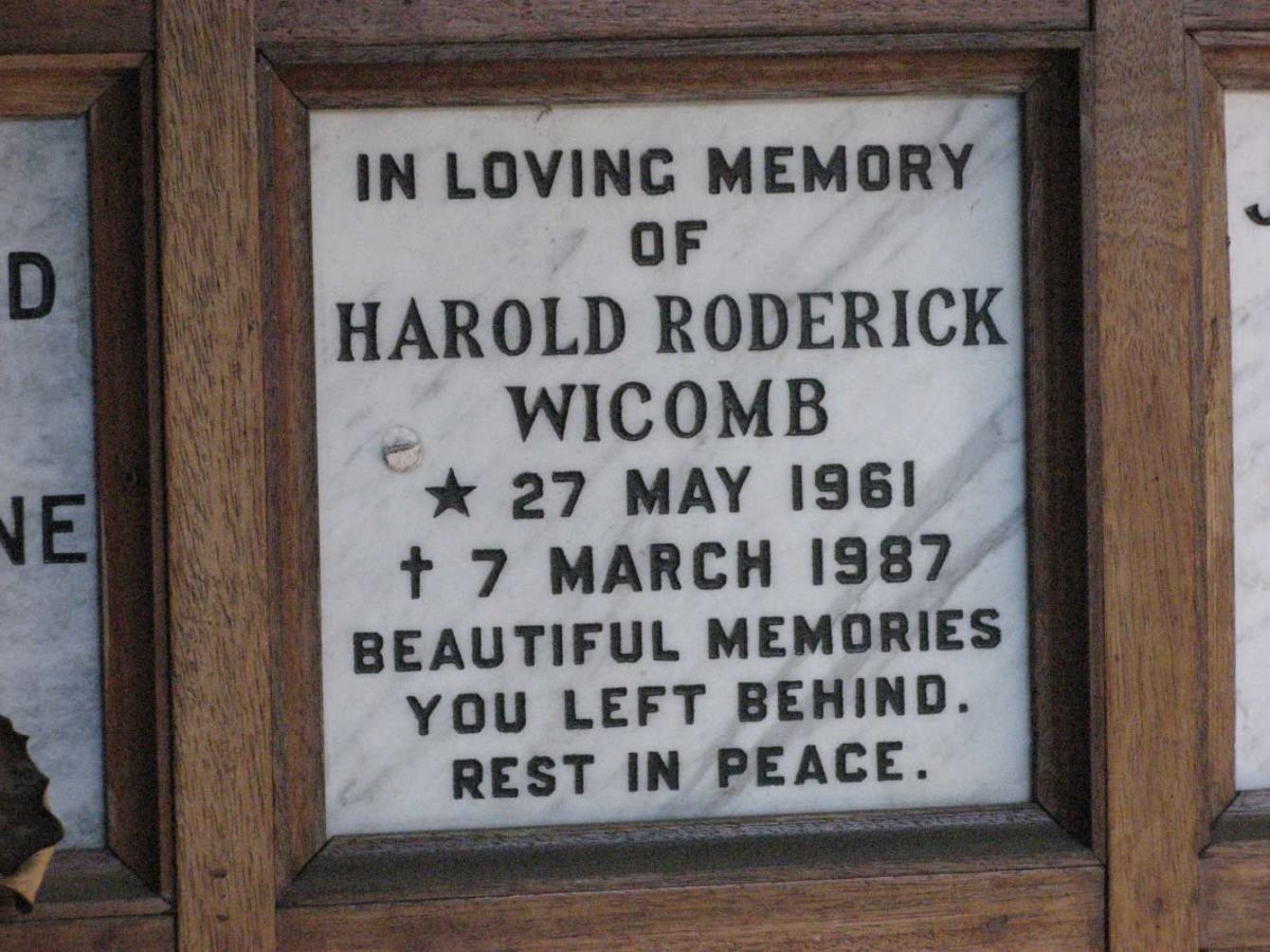 WICOMB Harold Roderick 1961-1987