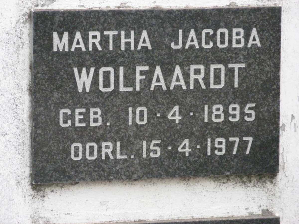 WOLFAARDT Martha Jacoba 1895-1977