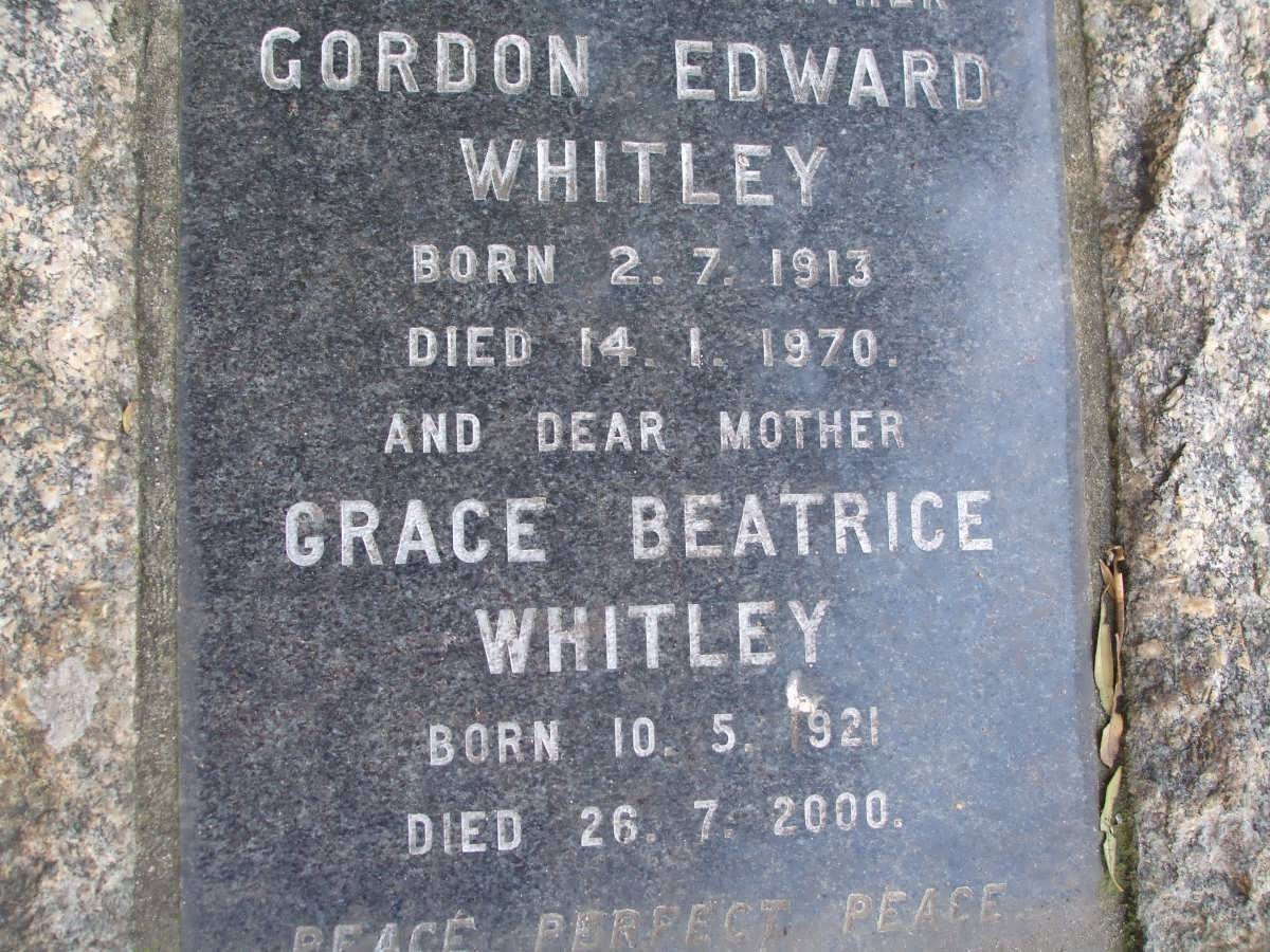 WHITLEY Gordon Edward 1913-1970 &amp; Grace Beatrice 1921-2000