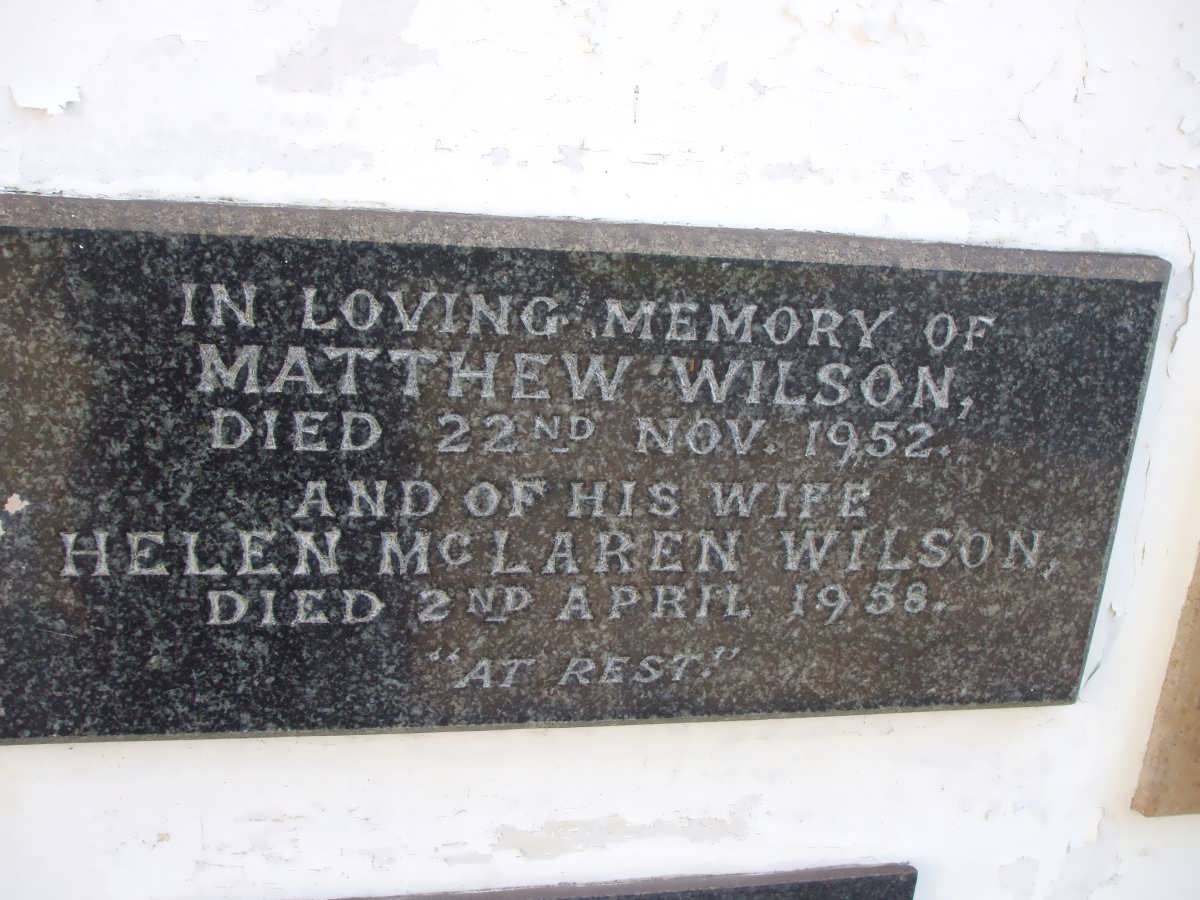 WILSON Matthew -1952 &amp; Helen McLaren -1958