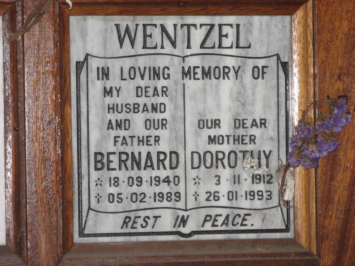 WENTZEL Dorothy 1912-1993 :: WENTZEL Bernard 1940-1989