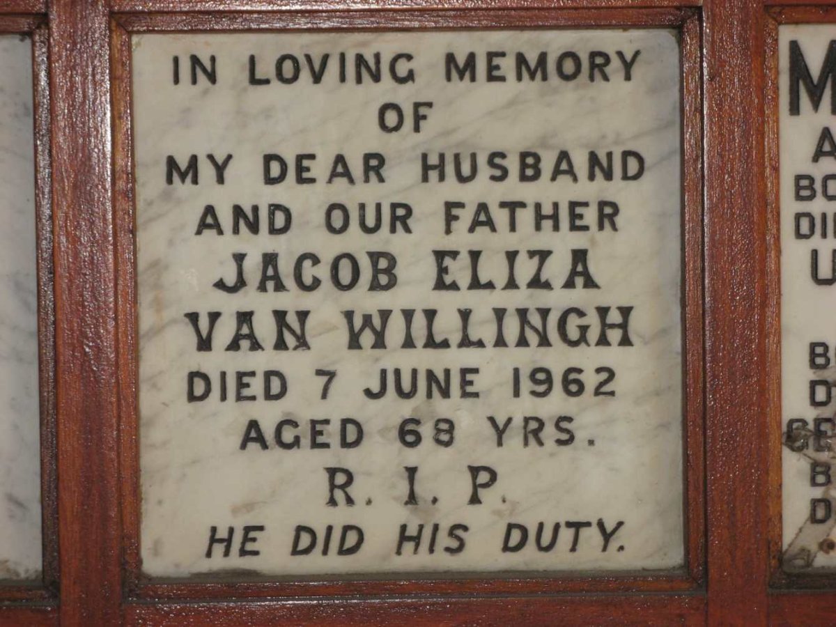 WILLINGH Jacob Eliza, van -1962