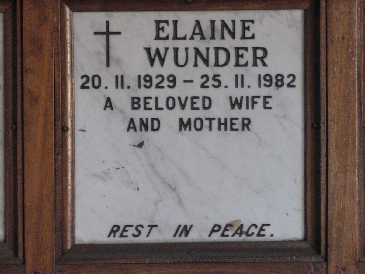 WUNDER Elaine 1929-1982