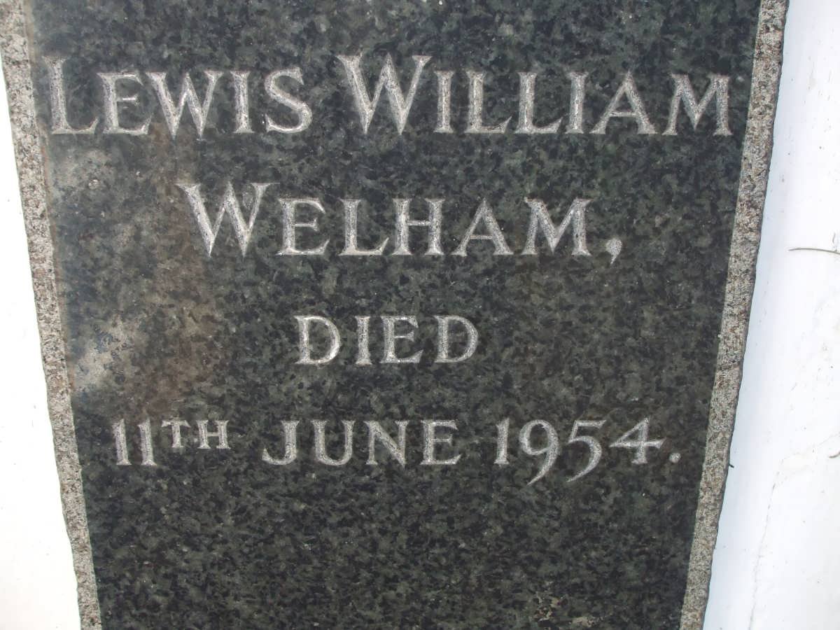 WELHAM Lewis William -1954