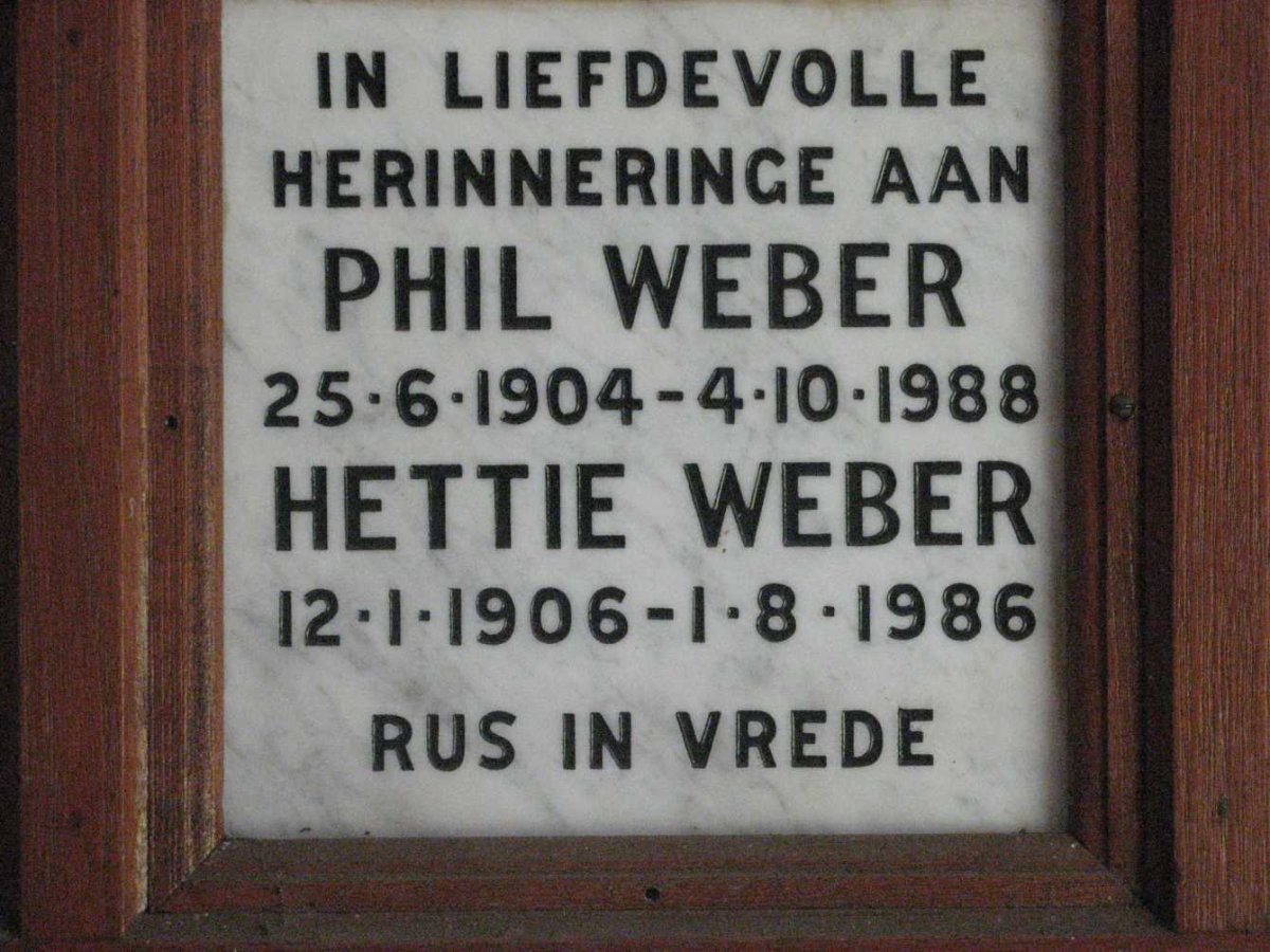 WEBER Phil 1904-1988 &amp; Hettie 1906-1986