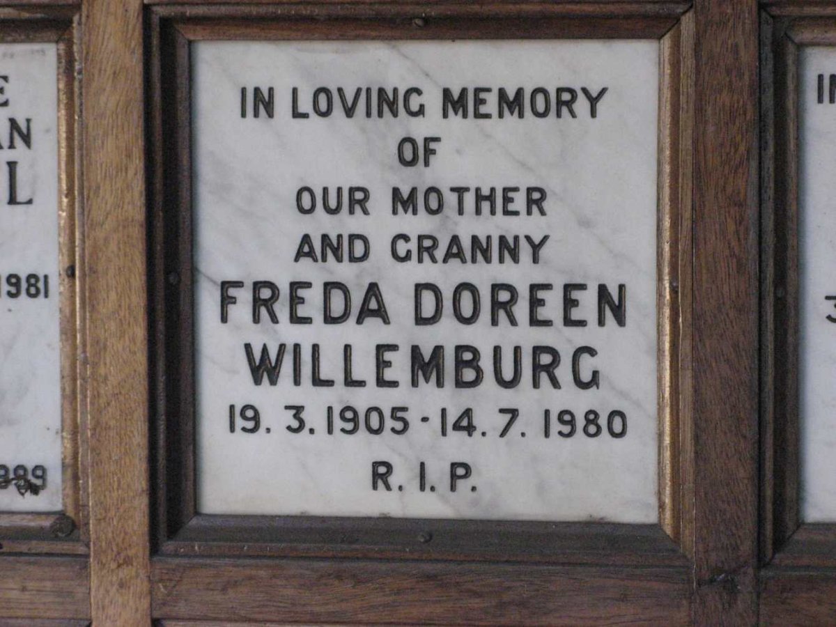 WILLEMBURG Freda Doreen 1905-1980