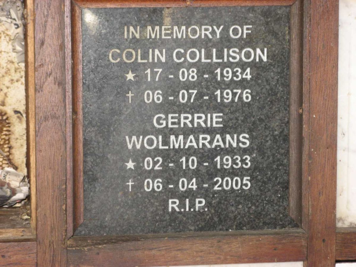 WOLMARANS Gerrie 1933-2005 :: COLLISON Colin 1934-1976