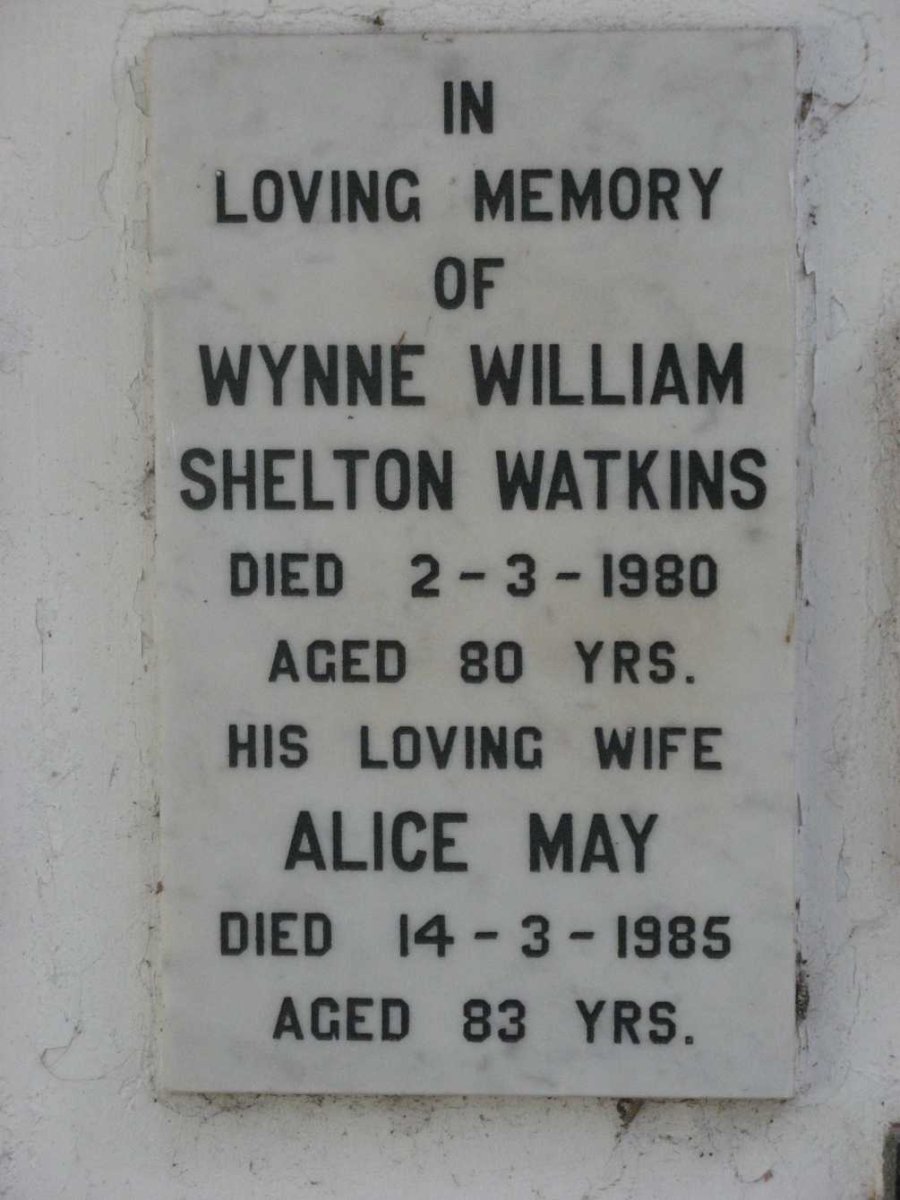 WATKINS Wynne William Shelton -1980 &amp; Alice May -1985