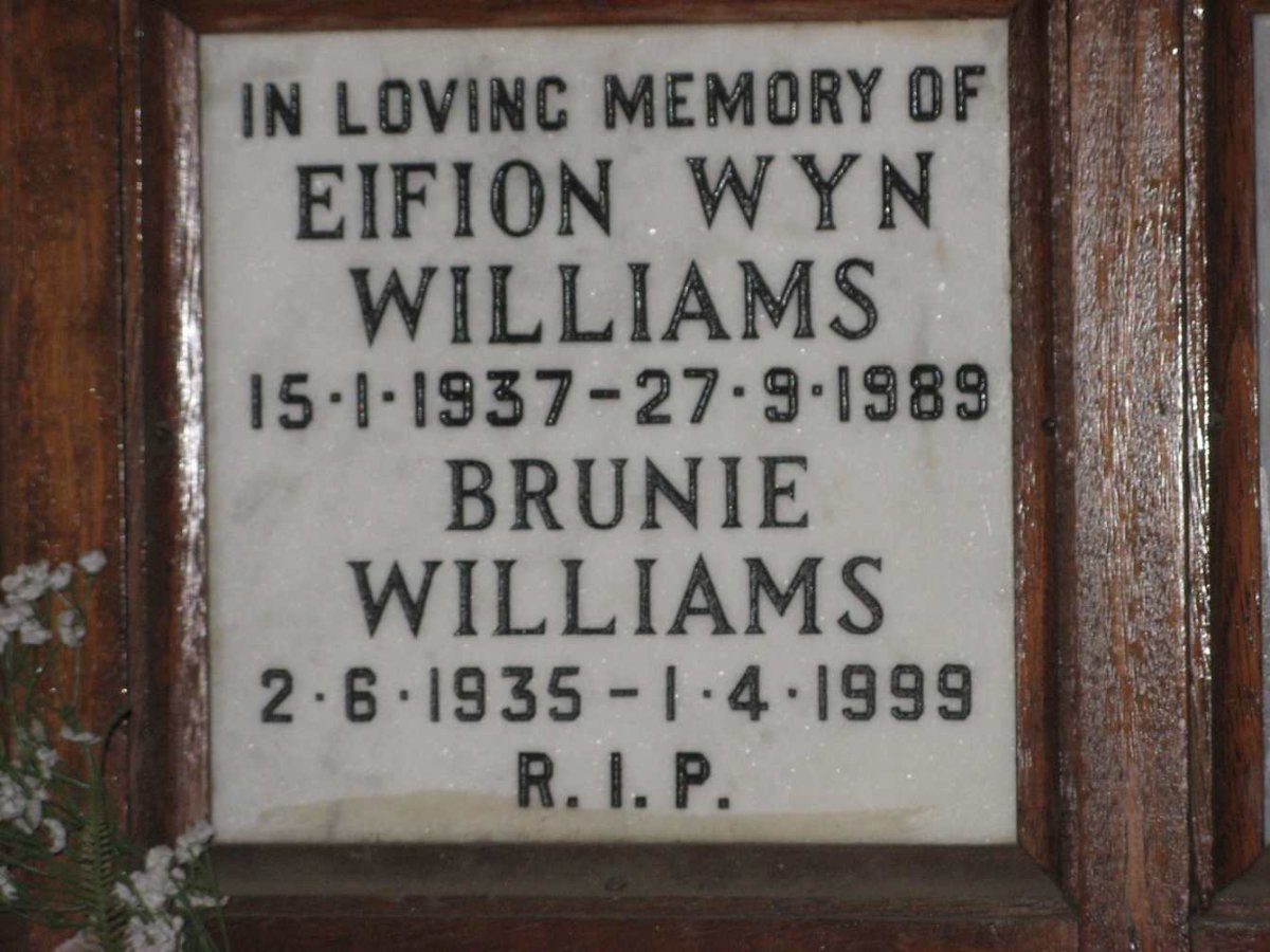 WILLIAMS Brunie 1935-1999 &amp; Eifion Wyn 1937-1989