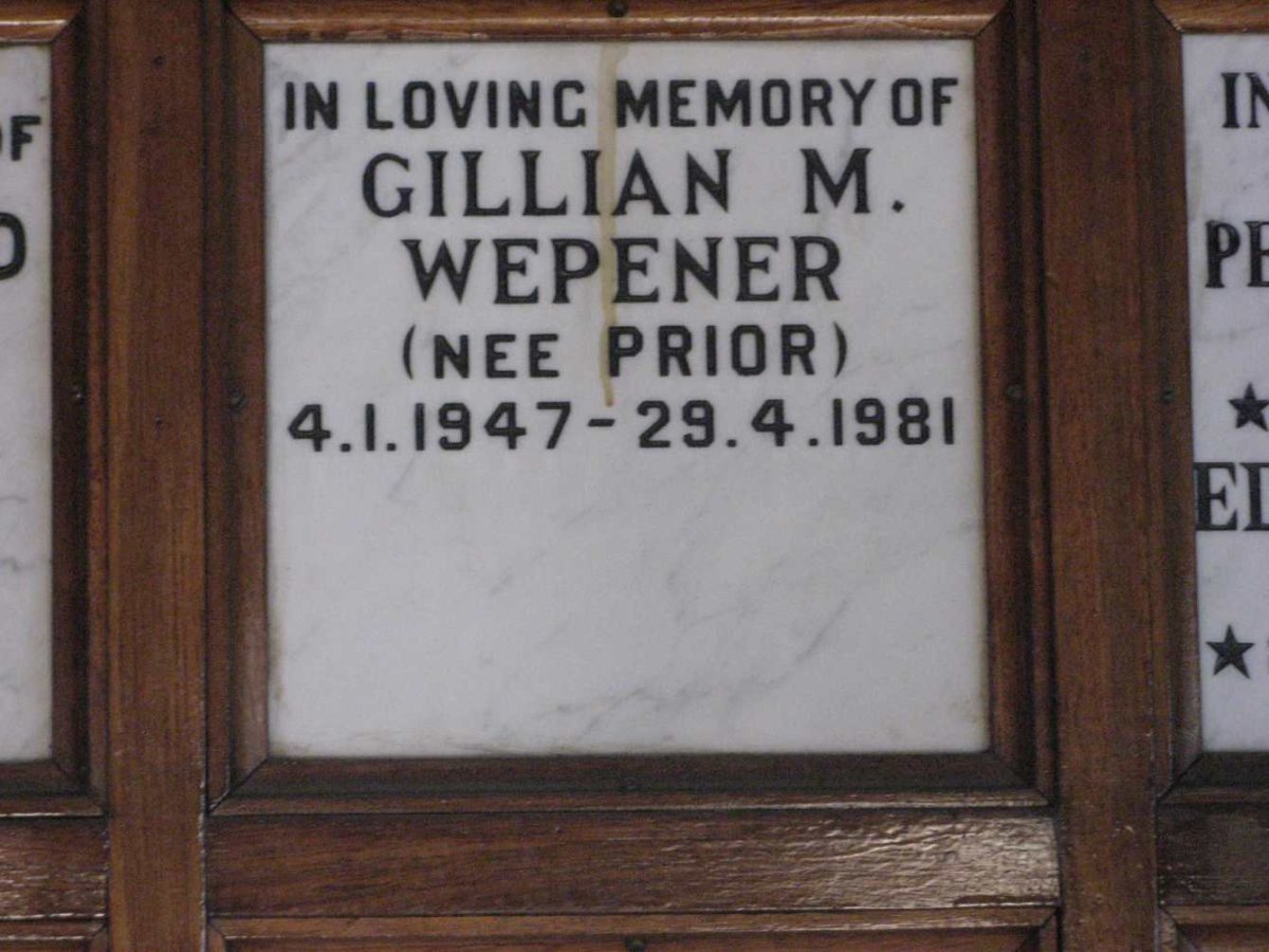 WEPENER Gillian M. nee PRIOR 1947-1981