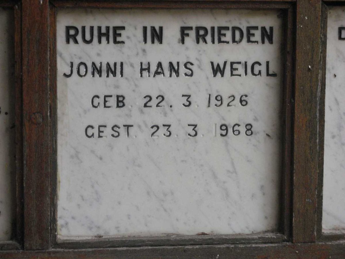 WEIGL Jonni Hans 1926-1968